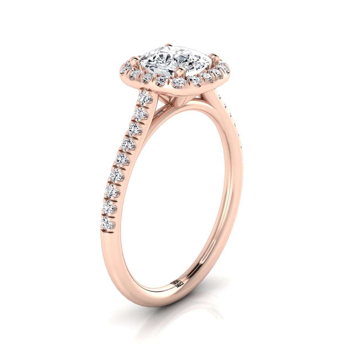 Select Halo Cut styling on The Bianca cushion engagement ring setting | RockHer