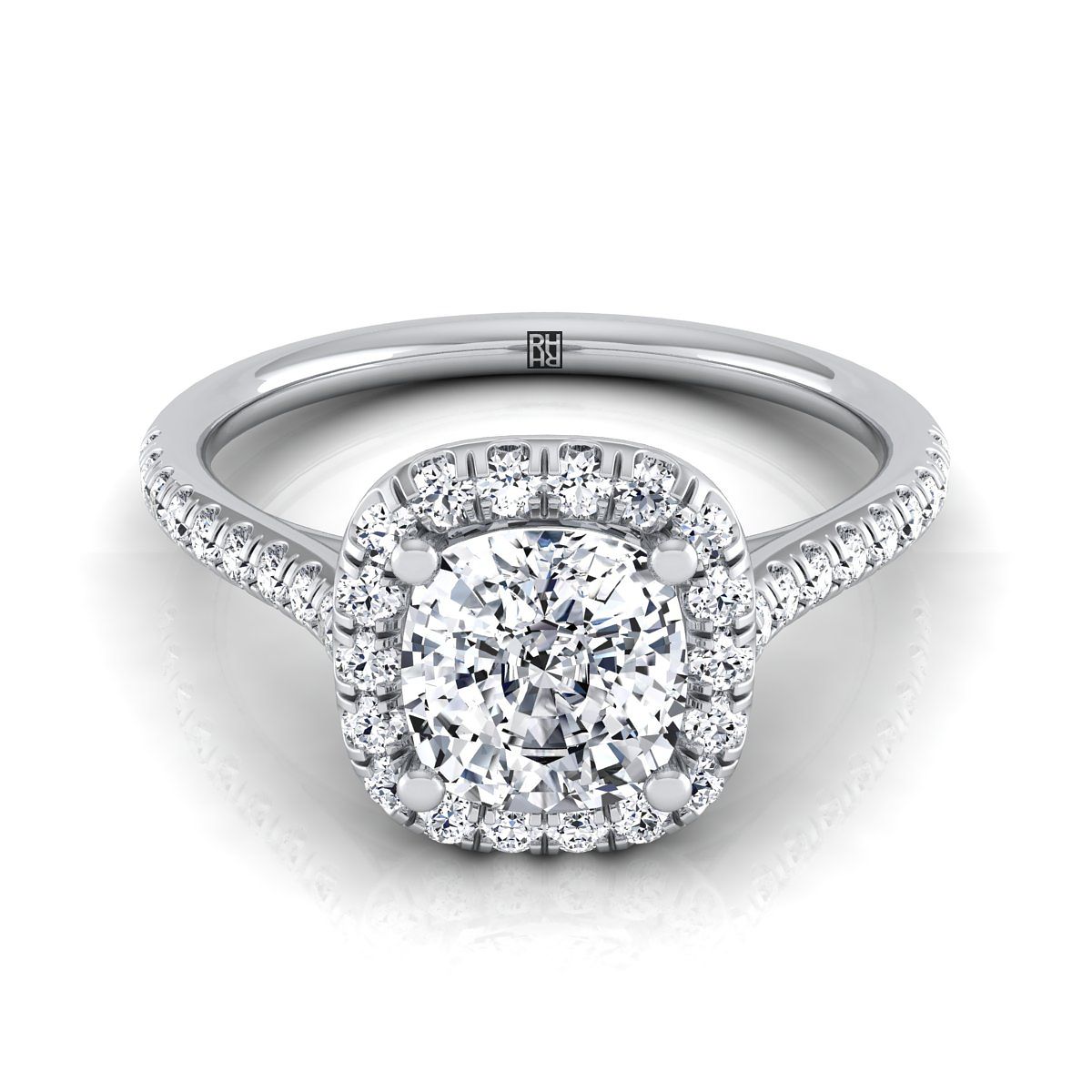 Bianca Select Halo Cushion Cut Lab Diamond Engagement Ring in Platinum | RockHer