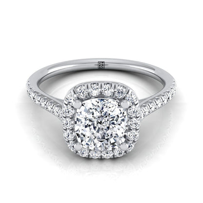 Bianca Select Halo Cushion Cut Lab Diamond Engagement Ring in Platinum | RockHer