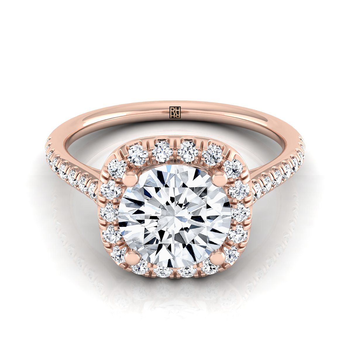 Bianca Select Classic Prong Halo Round Lab Diamond Engagement Ring in 14K Rose Gold | RockHer