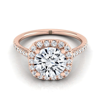 Bianca Select classic prong halo round ring in 14K Rose Gold — view — RockHer