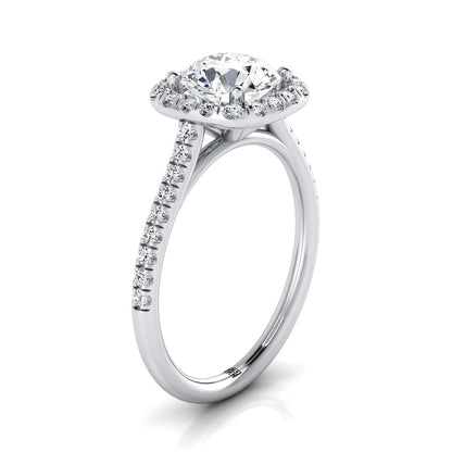 Bianca Select classic prong halo round ring in 14K White Gold — view — RockHer