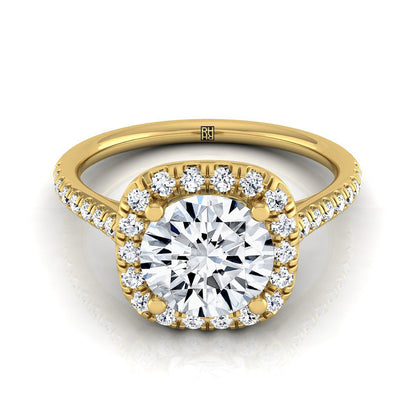 Bianca Select Classic Prong Halo Round Lab Diamond Engagement Ring in 18K Yellow Gold | RockHer