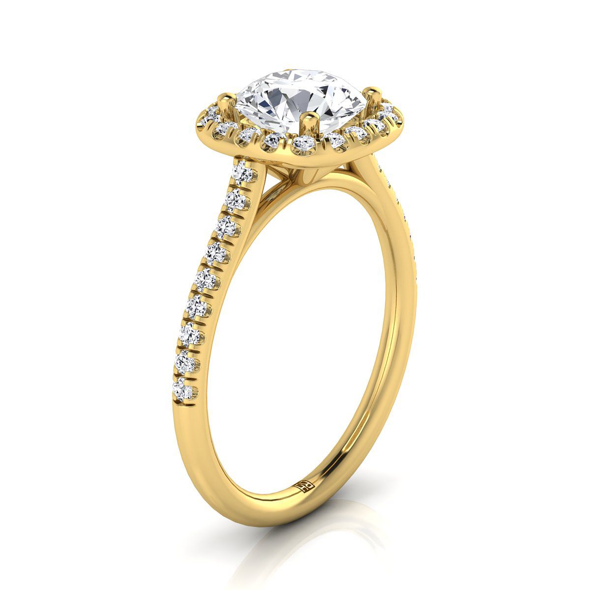 RockHer atelier photo of The Bianca round engagement ring setting in 18K Yellow Gold