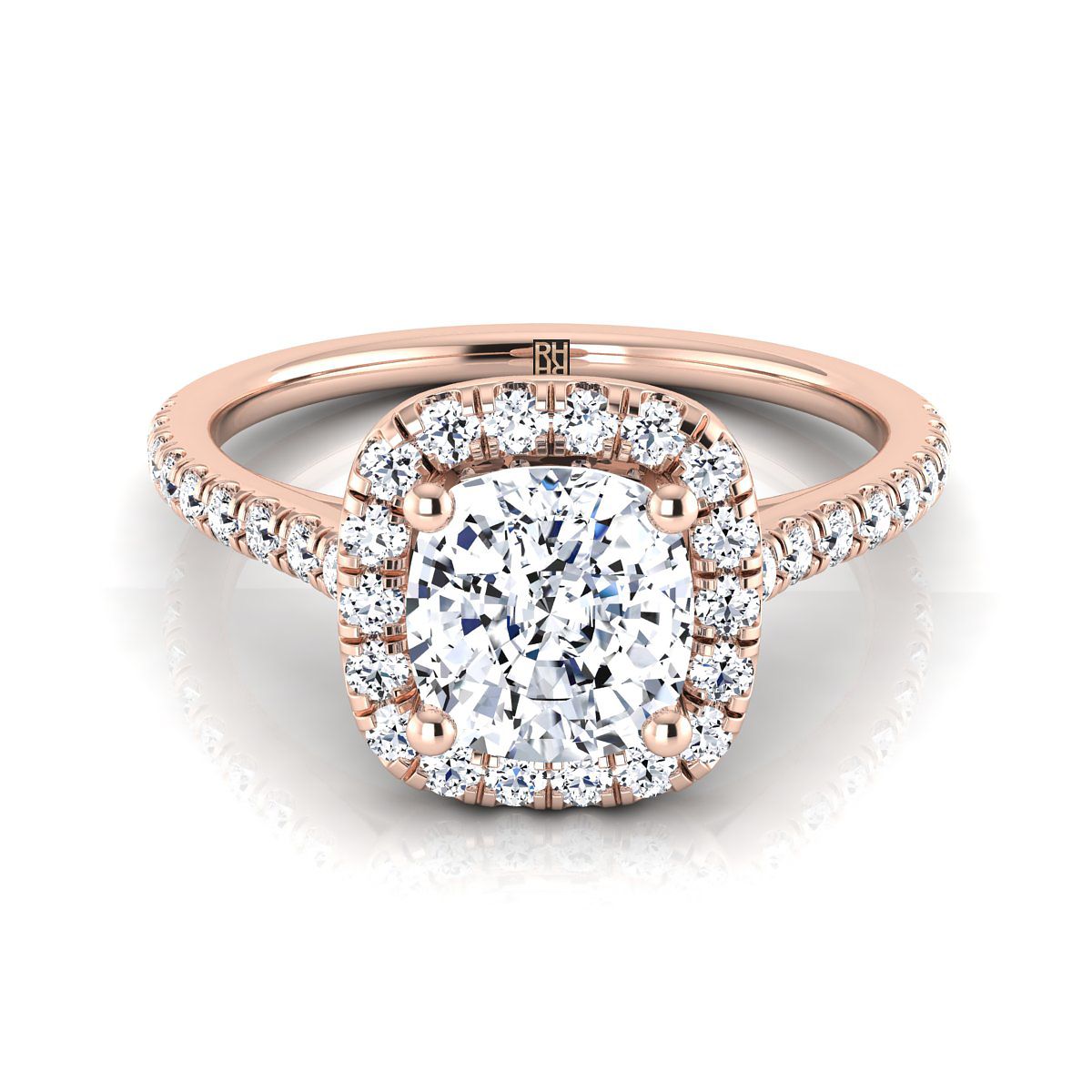 The Cosette cushion engagement ring setting in 14K Rose Gold | RockHer