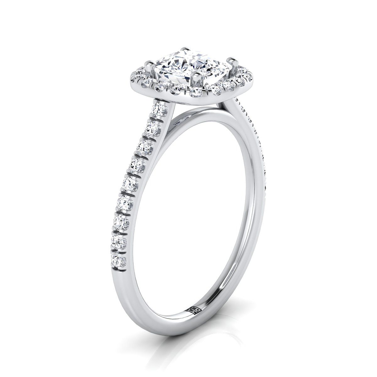 Made to order: The Cosette cushion engagement ring setting in 18K White Gold | RockHer