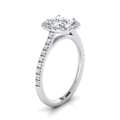 Cosette Select Pavé Halo Cushion Cut Lab Diamond Engagement Ring in 18K White Gold | RockHer