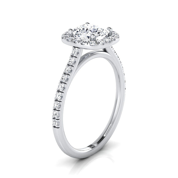 Cosette Select Pavé Halo Cushion Cut Lab Diamond Engagement Ring in Platinum | RockHer