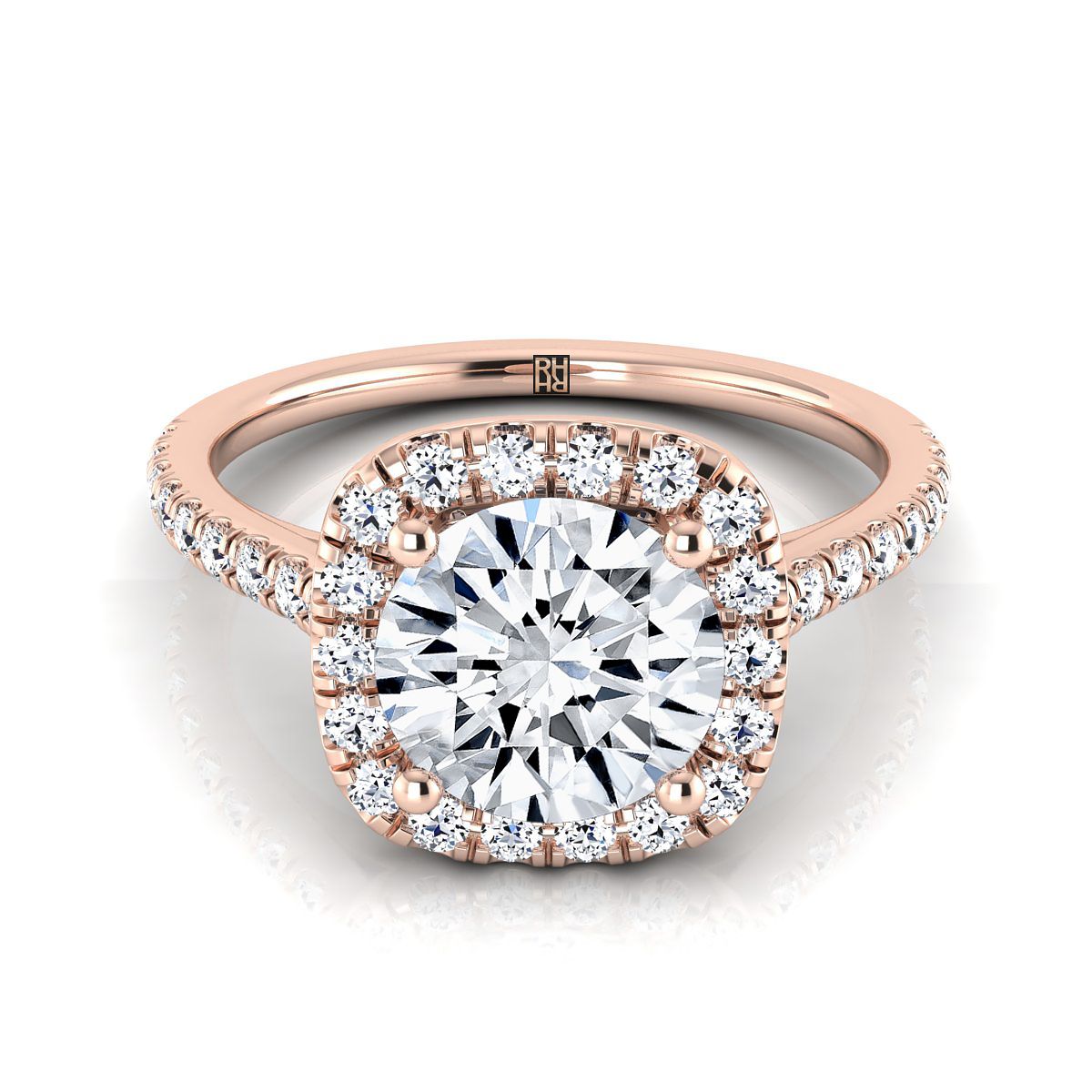 The Cosette round engagement ring setting in 14K Rose Gold | RockHer