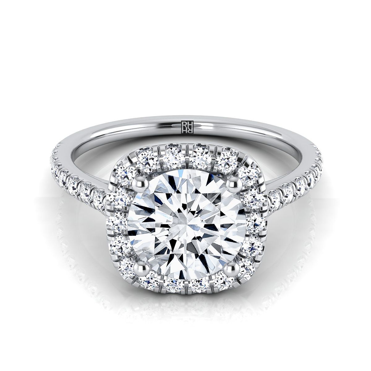 Cosette Select Halo Round Lab Diamond Engagement Ring in Platinum | RockHer