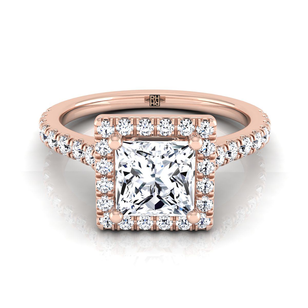 The Allegra princess engagement ring setting in 14K Rose Gold | RockHer