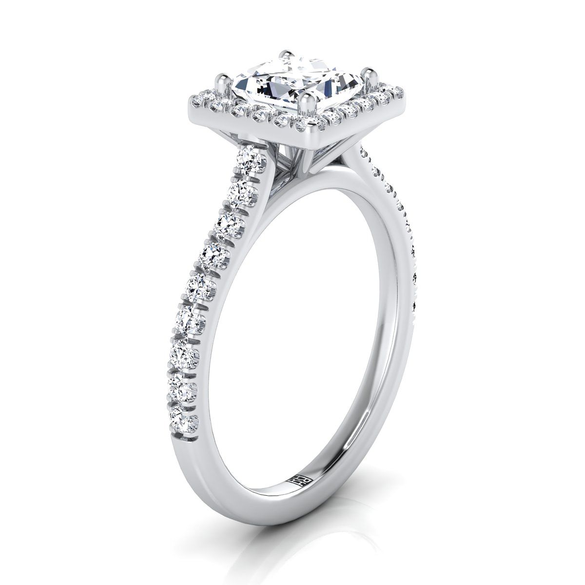 RockHer atelier photo of The Allegra princess engagement ring setting in 18K White Gold