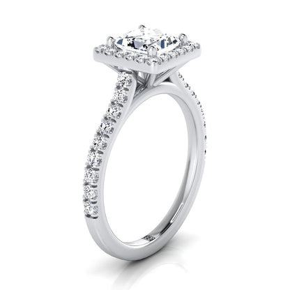 Allegra Select shared prong pavé halo princess cut princess cut ring in 14K White Gold — view — RockHer