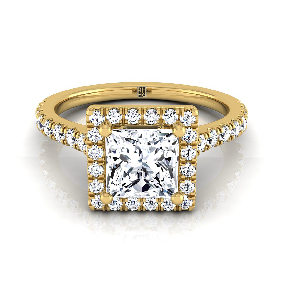 Allegra Select Halo Princess Cut Lab Diamond Engagement Ring in 18K Yellow Gold | RockHer