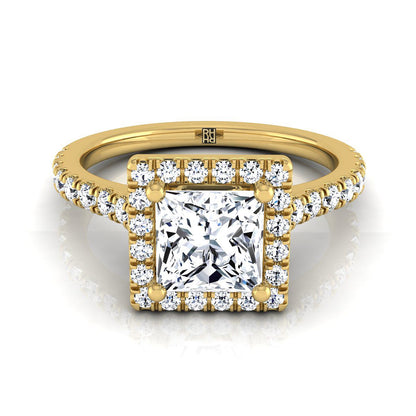 Allegra Select Halo Princess Cut Lab Diamond Engagement Ring in 18K Yellow Gold | RockHer