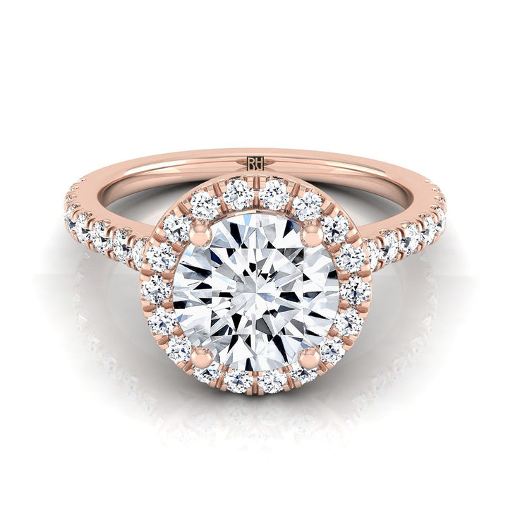 The Allegra Select Halo Engagement Ring with Lab Diamond in 14K Rose Gold - view 1