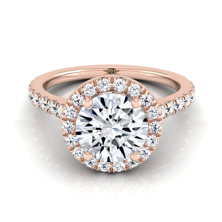 The Allegra Select Halo Round Lab Diamond Engagement Ring in 14K Rose Gold