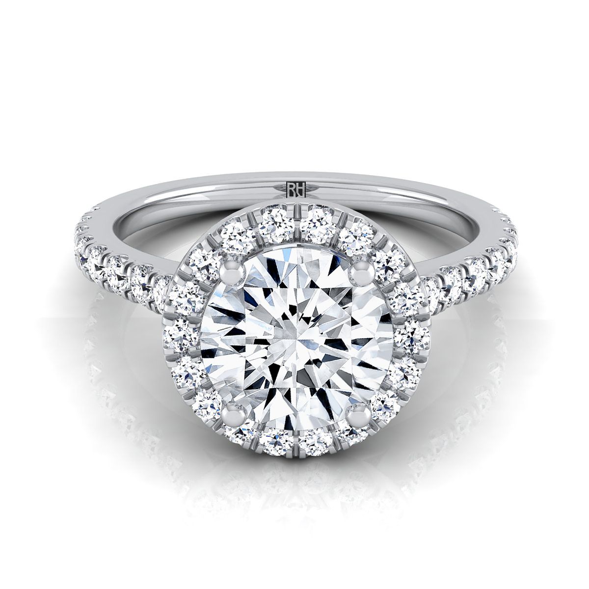 Allegra Select Halo Round Lab Diamond Engagement Ring in Platinum | RockHer