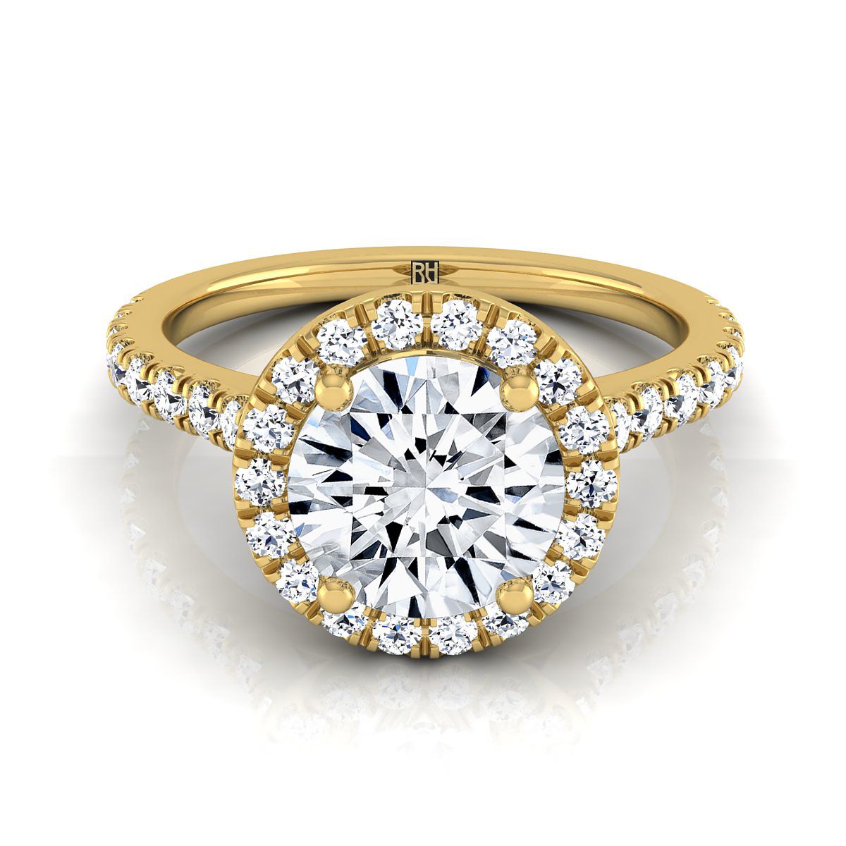 Allegra Select Halo Round Lab Diamond Engagement Ring in 18K Yellow Gold | RockHer