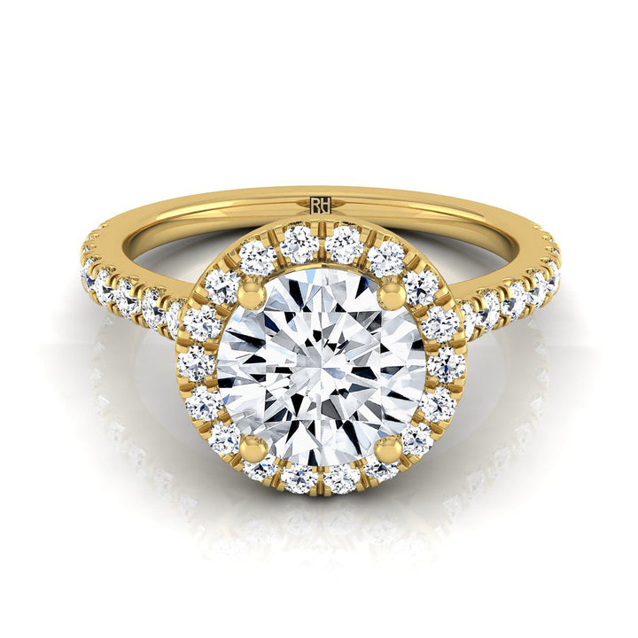 Allegra Select Halo Round Lab Diamond Engagement Ring in 18K Yellow Gold | RockHer