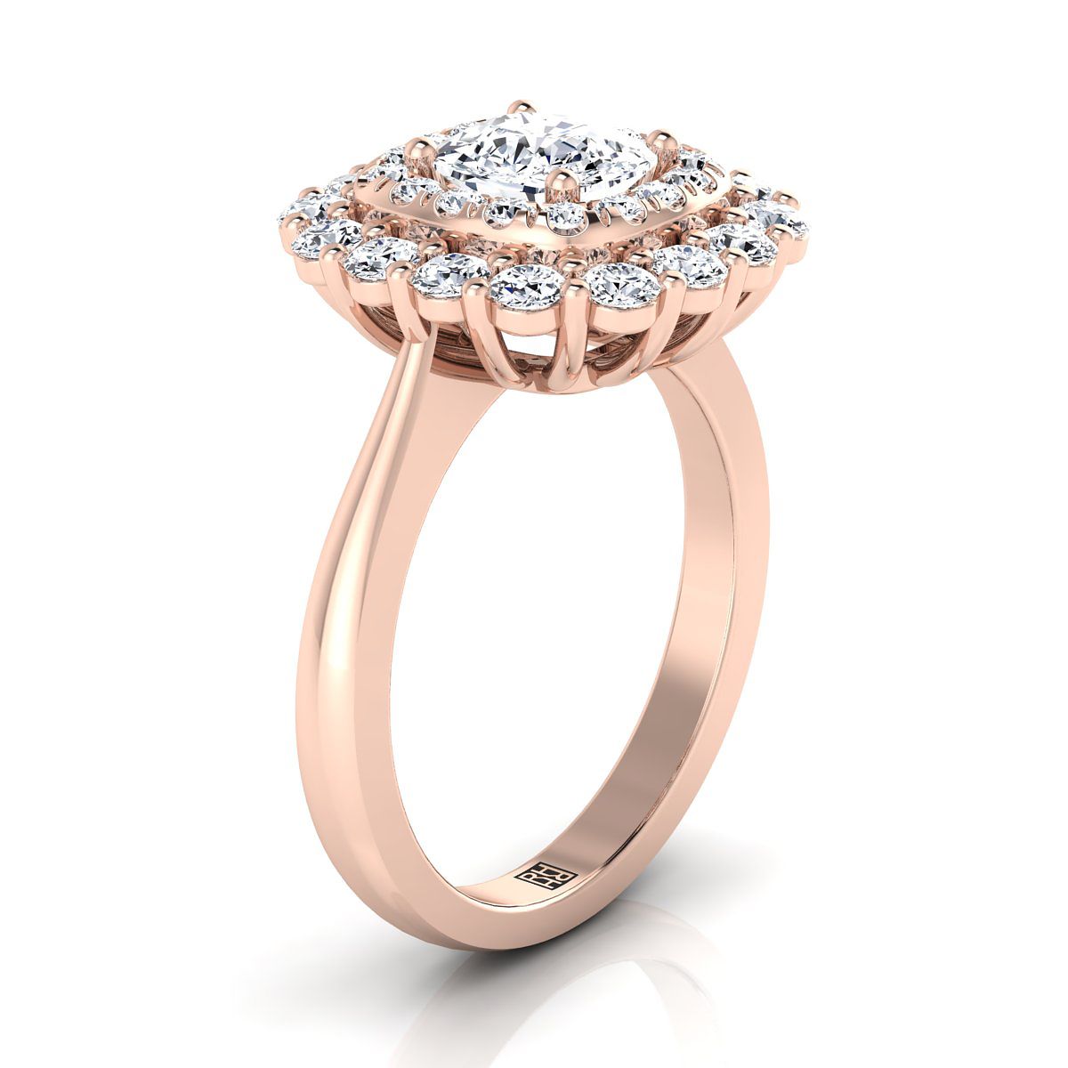The Arietta Select Halo Engagement Ring with Lab Diamond in 14K Rose Gold - view 2