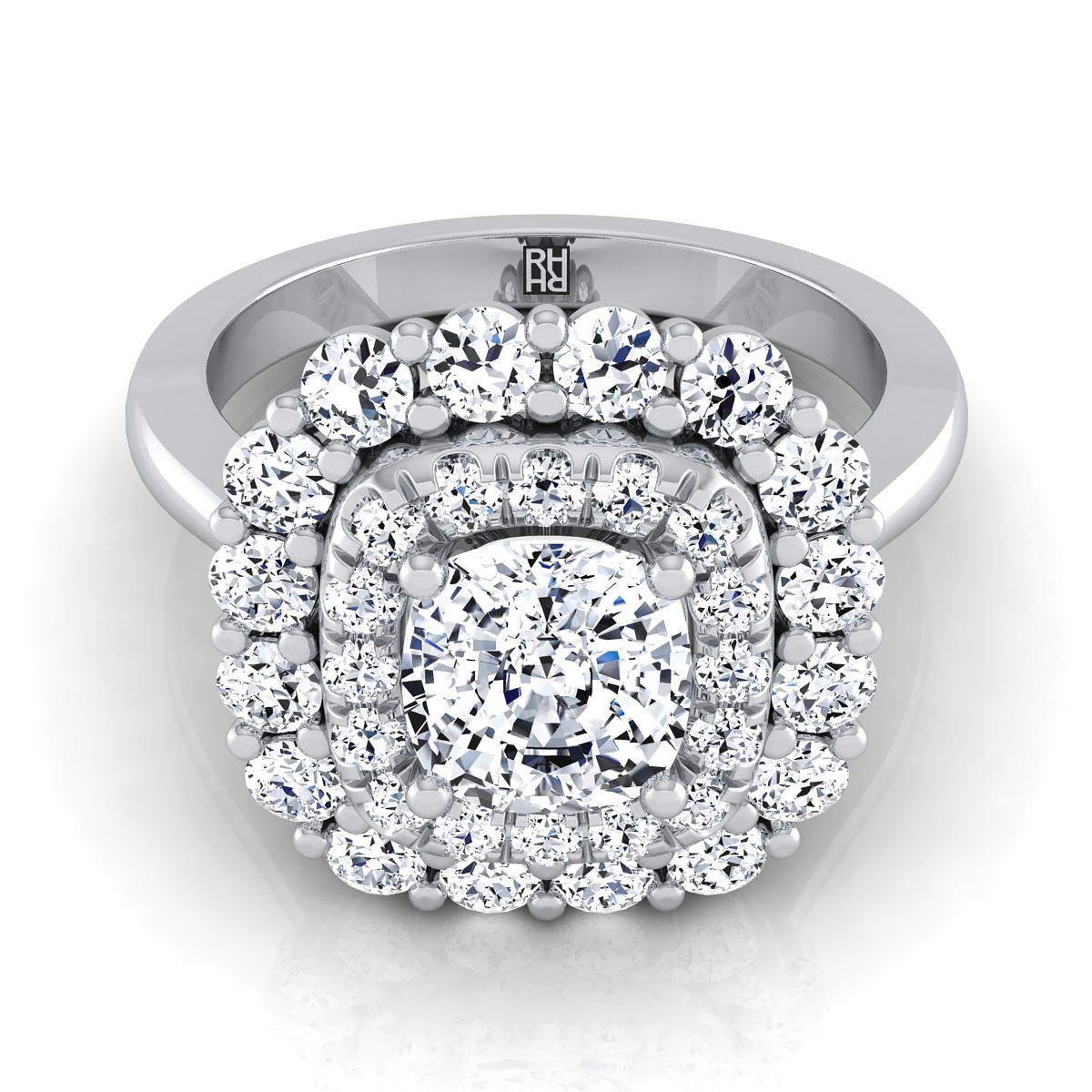 The Arietta cushion engagement ring setting in Platinum | RockHer