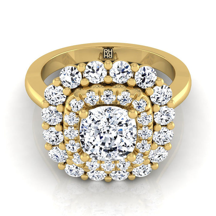 The Arietta Select Halo Engagement Ring with Lab Diamond in 18K Yellow Gold - view 1