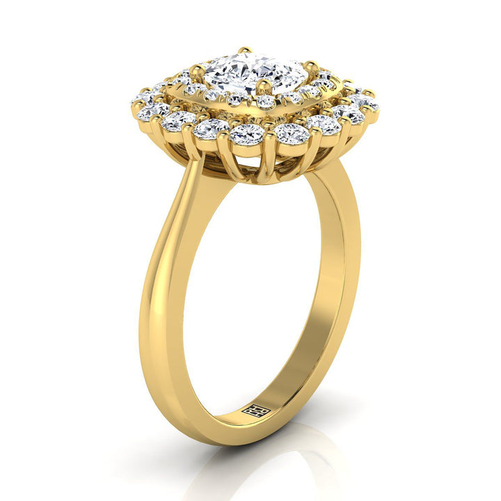 The Arietta Select Halo Engagement Ring with Lab Diamond in 18K Yellow Gold - view 2
