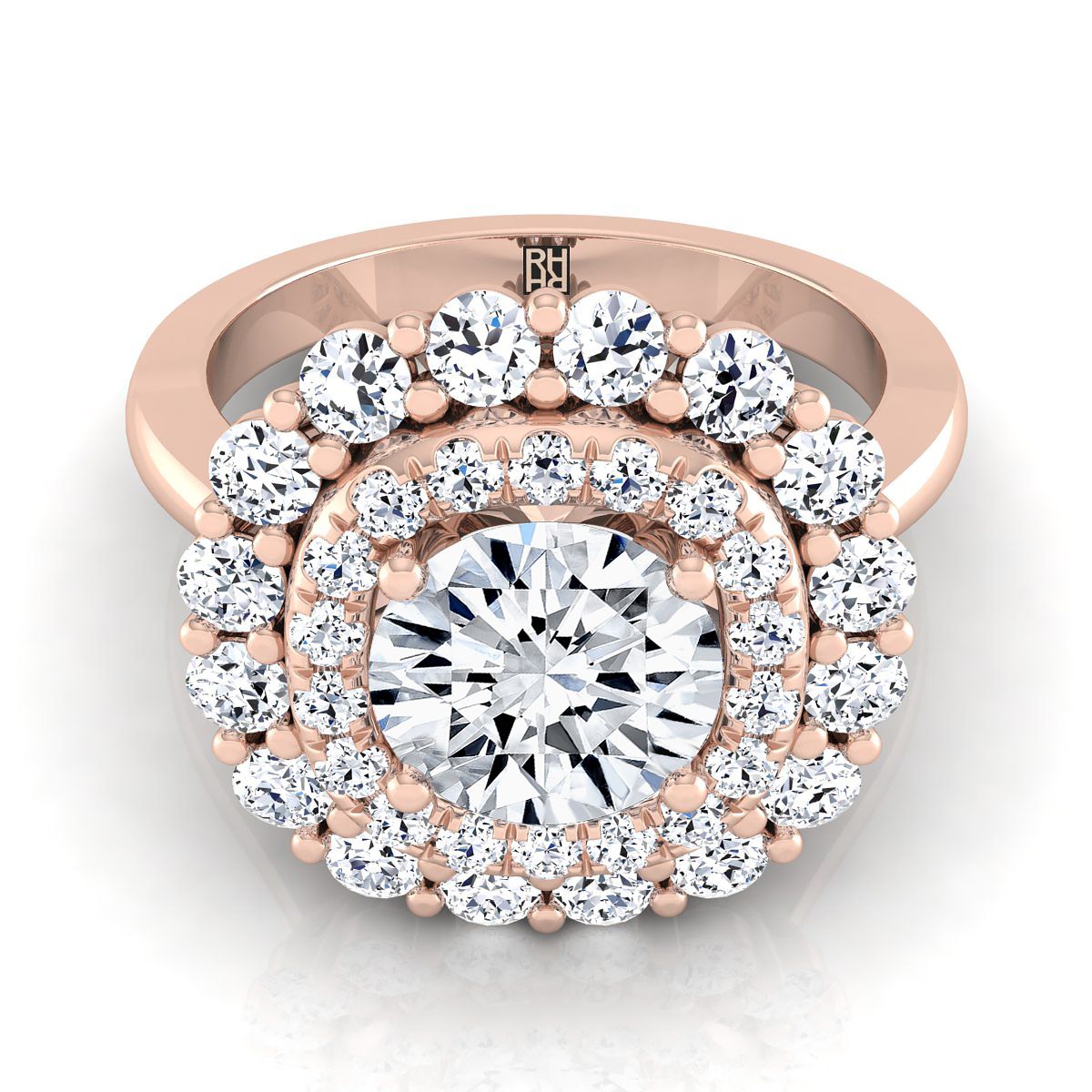 The Arietta round engagement ring setting in 14K Rose Gold | RockHer
