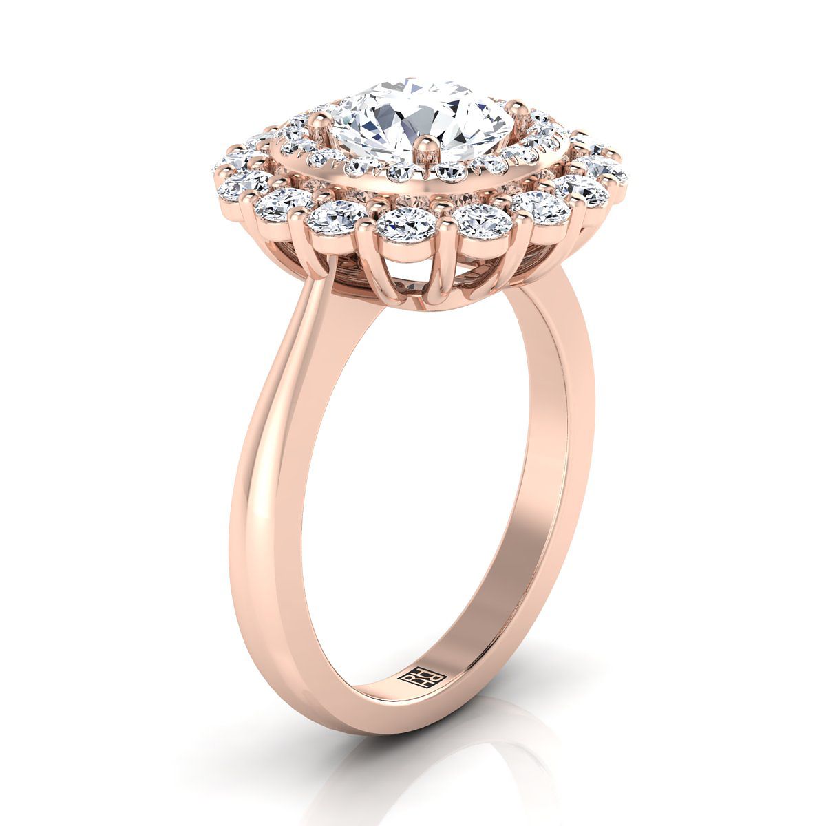 The Arietta Select Halo Engagement Ring with Lab Diamond in 14K Rose Gold - view 2