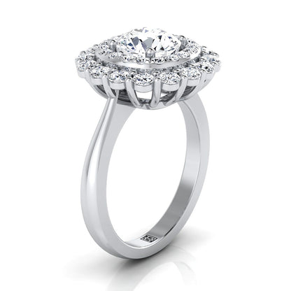 Arietta Select Double Halo Round Lab Diamond Engagement Ring in Platinum | RockHer