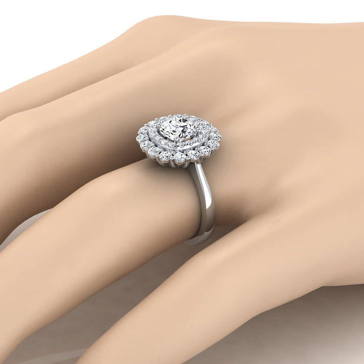 Arietta Select Double Halo Round Lab Diamond Engagement Ring in 14K White Gold | RockHer