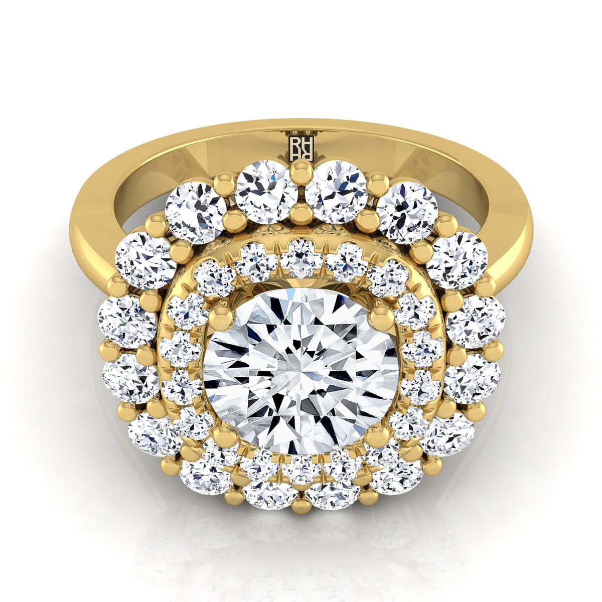 The Arietta Select Halo Engagement Ring with Lab Diamond in 18K Yellow Gold - view 1
