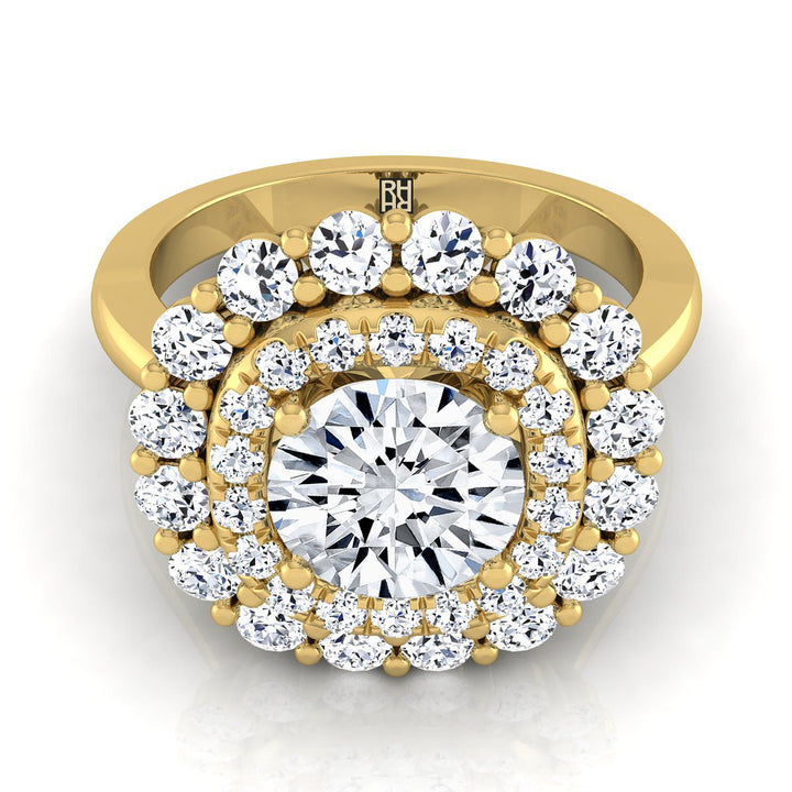 The Arietta Select Halo Engagement Ring with Lab Diamond in 18K Yellow Gold - view 1