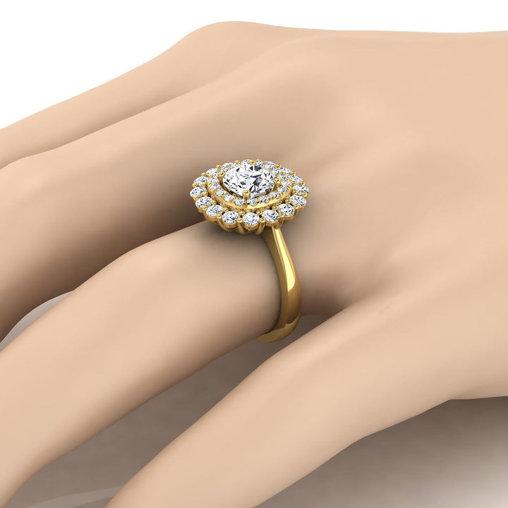 The Arietta Select Halo Engagement Ring with Lab Diamond in 18K Yellow Gold - view 3