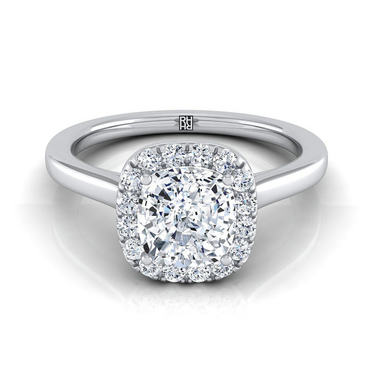 The Eddie Select Halo Cushion Cut Lab Diamond Engagement Ring in Platinum