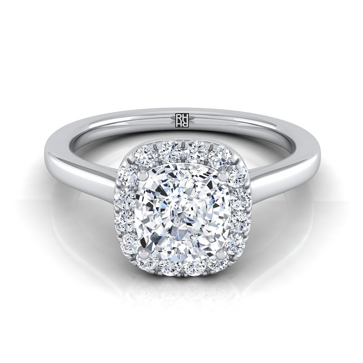 The Eddie cushion engagement ring setting in 18K White Gold | RockHer