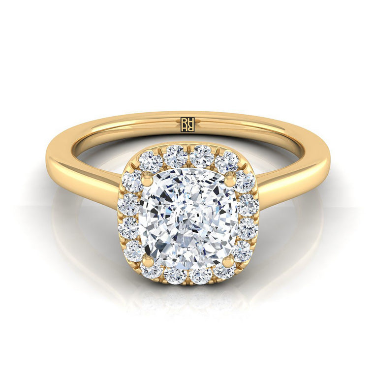 The Eddie Select Halo Cushion Cut Lab Diamond Engagement Ring in 18K Yellow Gold