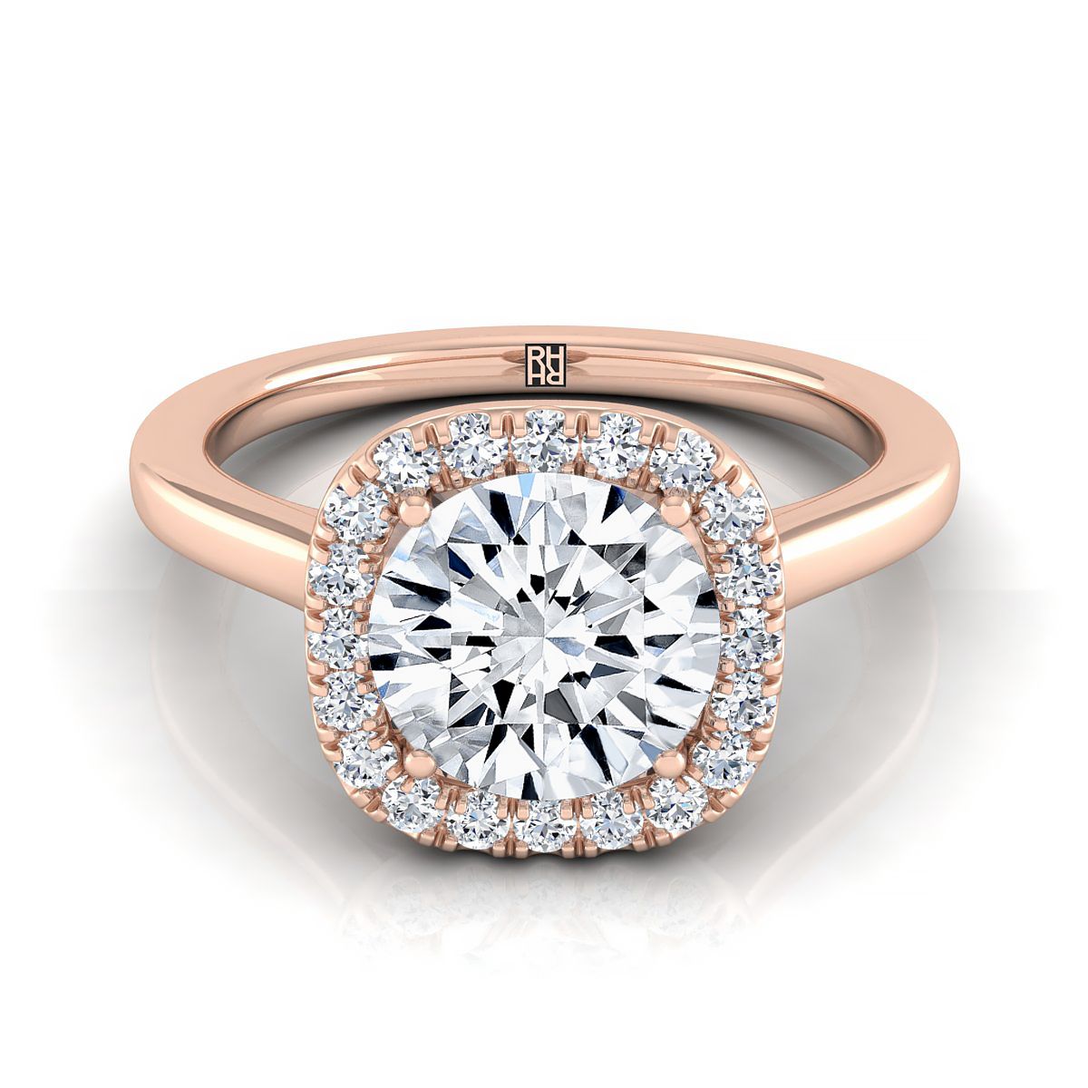 The Eddie round engagement ring setting in 14K Rose Gold | RockHer