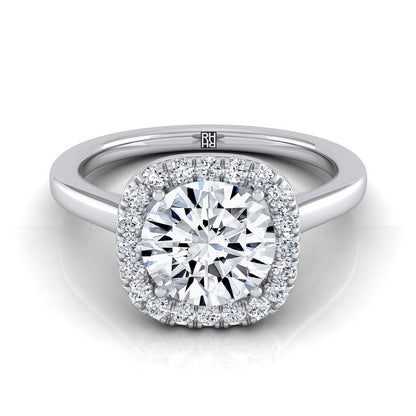 Round Brilliant, Modern French Pavé Halo, in Platinum, pave setting | RockHer