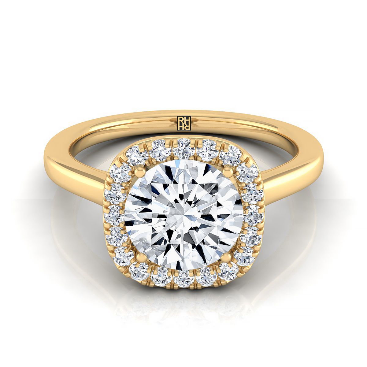 The Eddie Select Halo Engagement Ring with Lab Diamond in 18K Yellow Gold - view 1