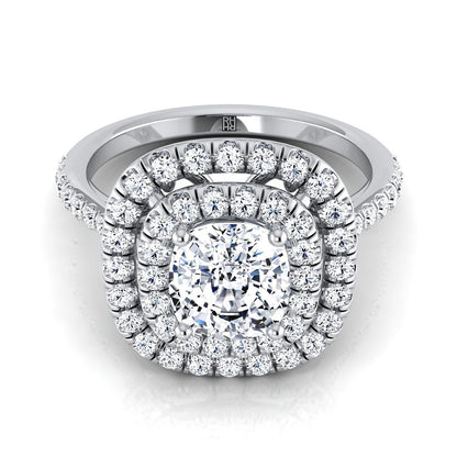 Cadence Select Double Halo Cushion Cut Lab Diamond Engagement Ring in Platinum | RockHer