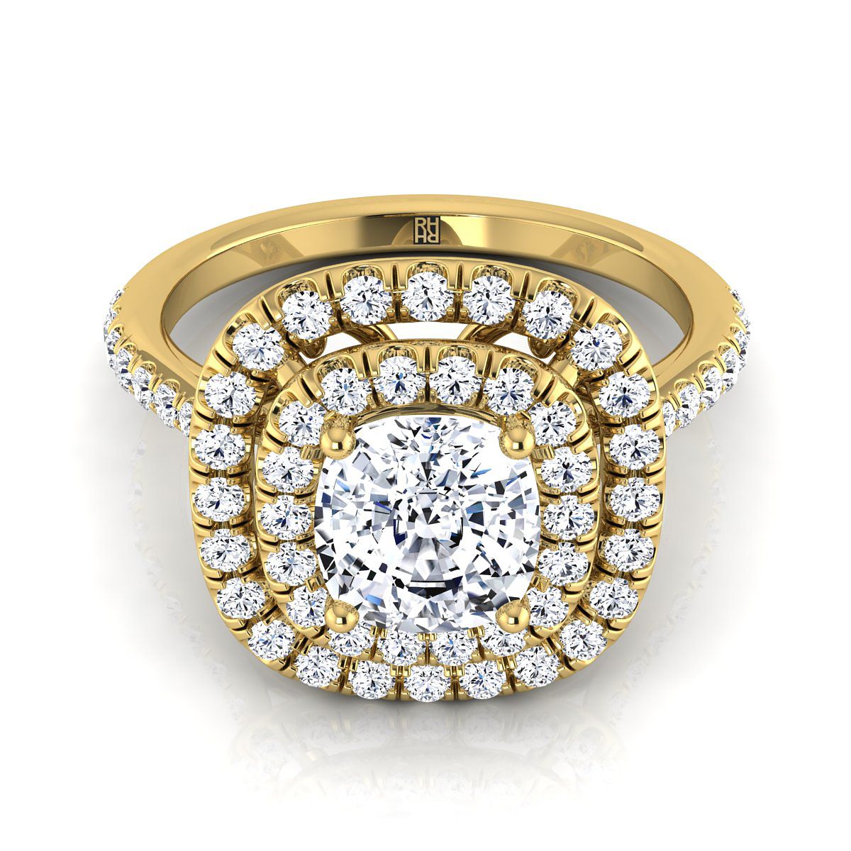 The Cadence cushion engagement ring setting in 18K Yellow Gold | RockHer