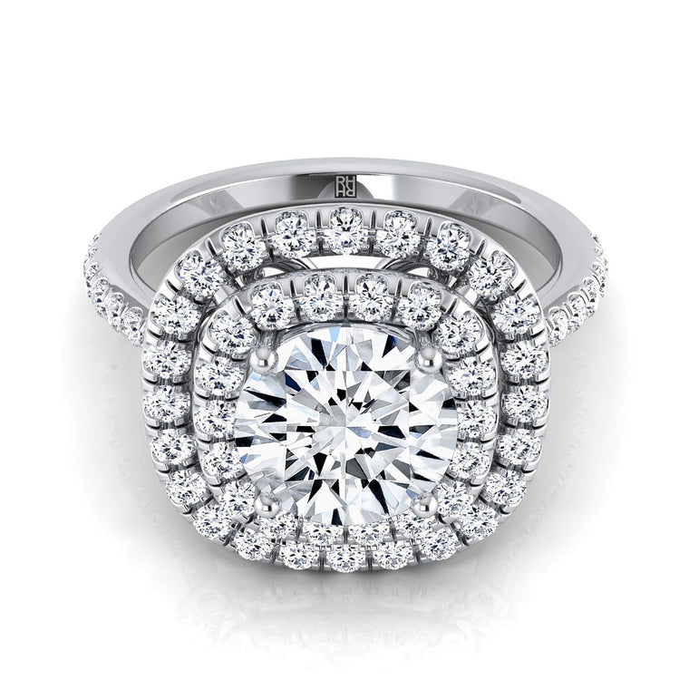 The Cadence Select Double Halo Round Lab Diamond Engagement Ring in Platinum