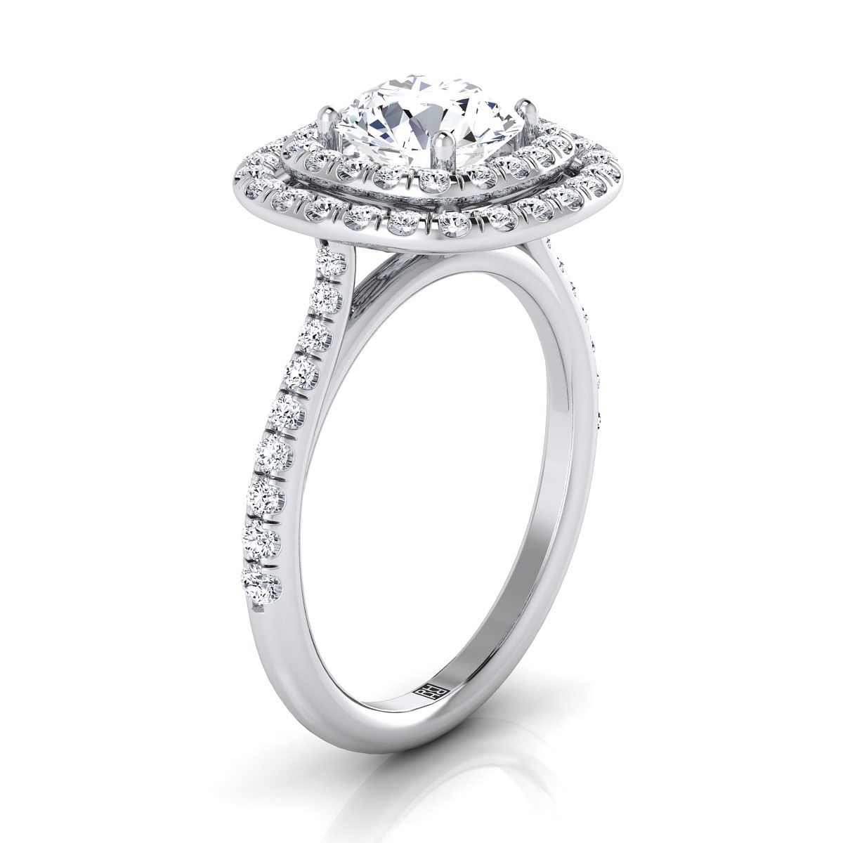 Select Double Halo styling on The Cadence round engagement ring setting | RockHer