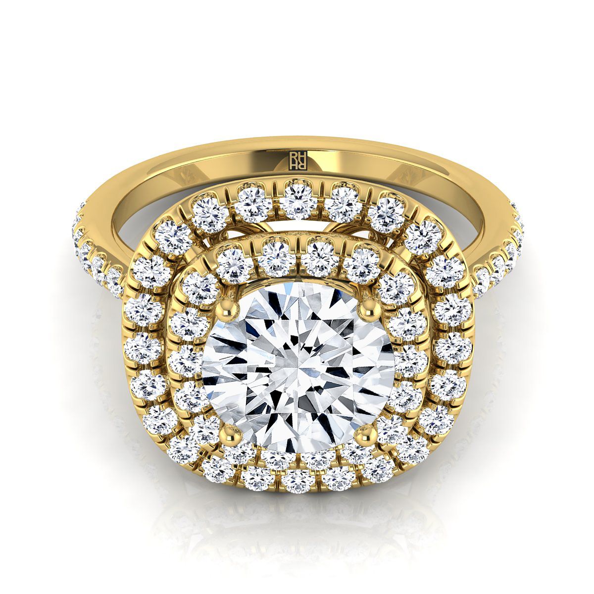 The Cadence round engagement ring setting in 18K Yellow Gold | RockHer