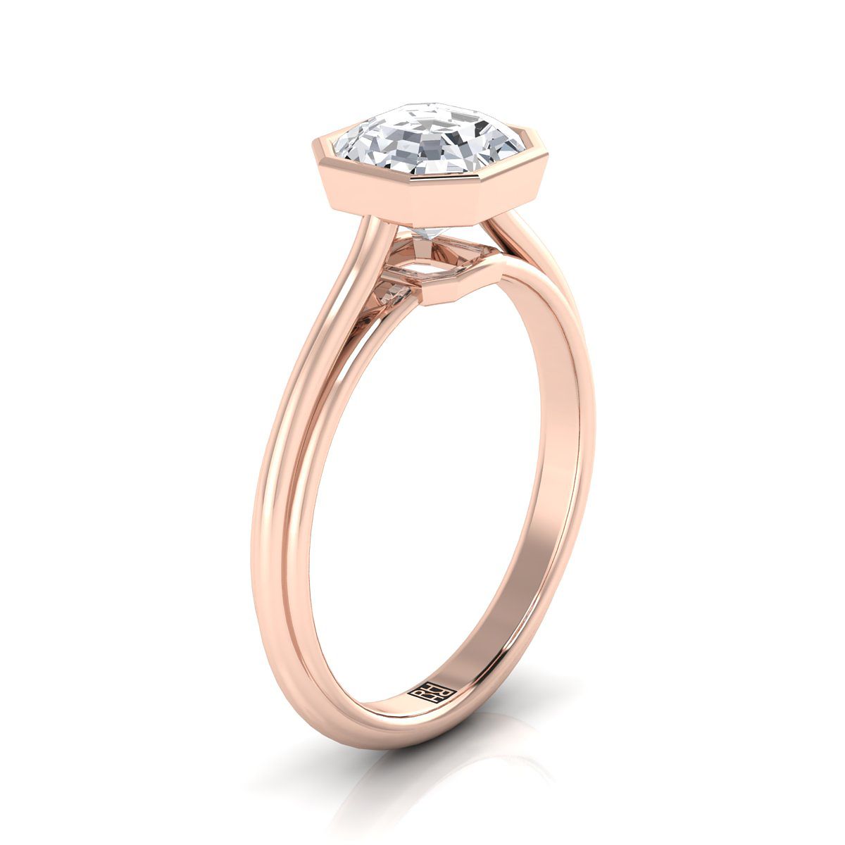 Select Bezel Solitaire Cut styling on The Hayley asscher engagement ring setting | RockHer