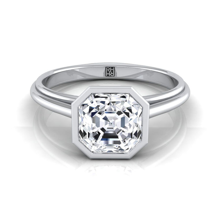 The Hayley Select Bezel Solitaire Asscher Cut Lab Diamond Engagement Ring in Platinum