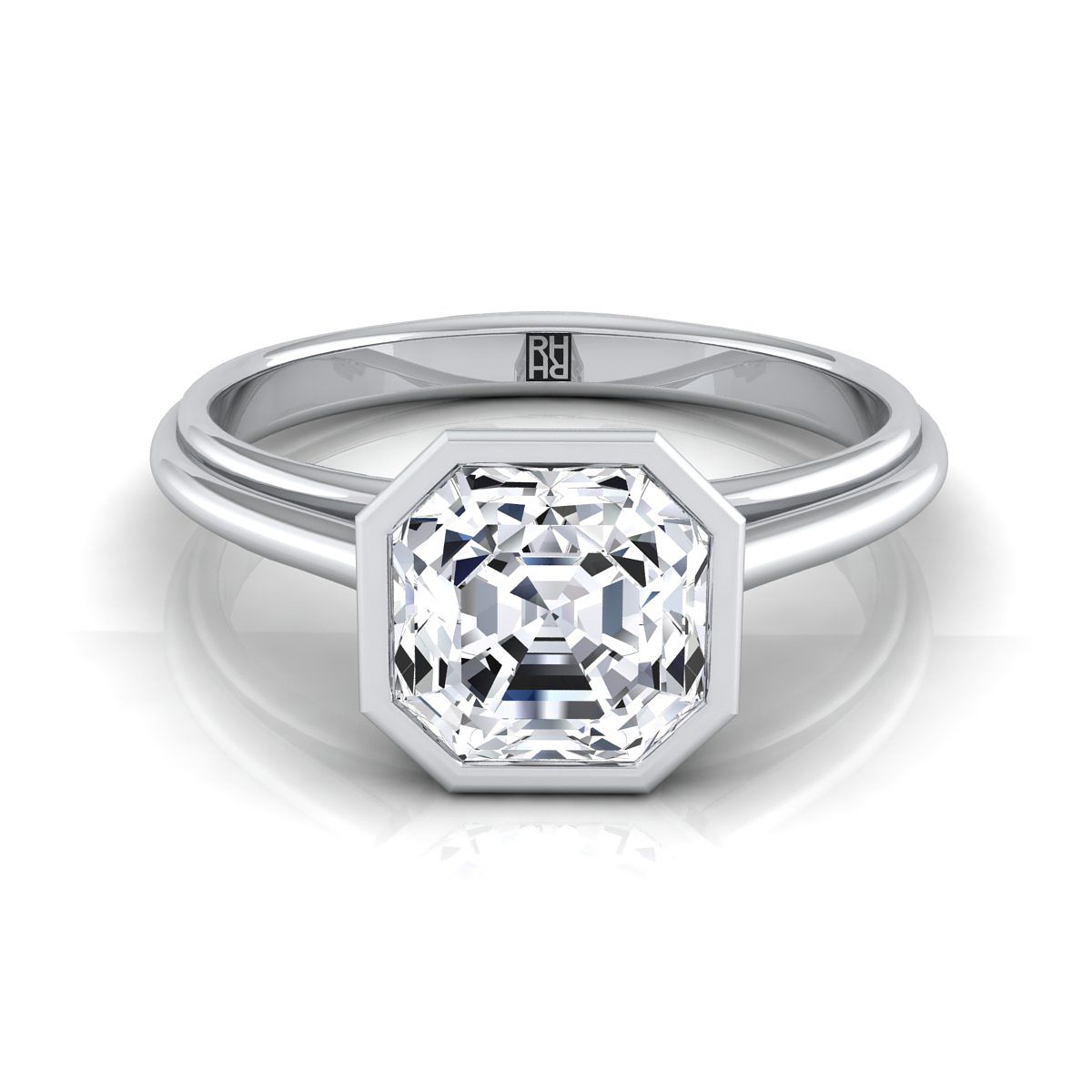 The Hayley asscher engagement ring setting in 18K White Gold | RockHer