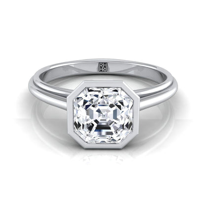Bezel Cathedral Solitaire Asscher, in 18K White Gold | RockHer